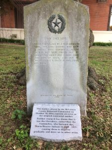 A historical monument supposedly at the site of the Waco native village.