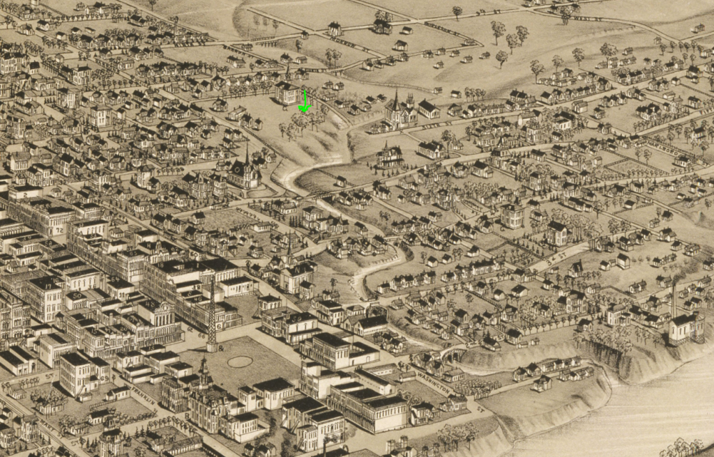The approximate location of the historical marker in 1886 Waco.